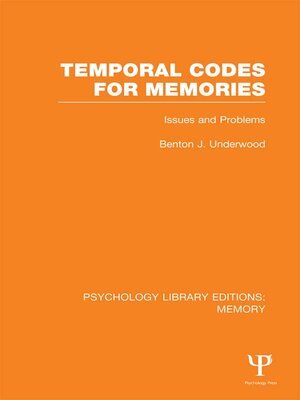 cover image of Temporal Codes for Memories (PLE